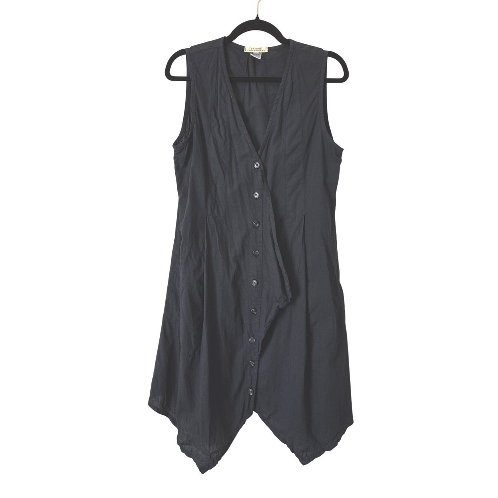 Prairie Underground Womens M Tunic Dress Black Organic Cotton Asymmetrical